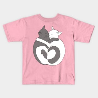 Gray and White Hugging Cats Kids T-Shirt
